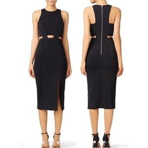 NICHOLAS Black Cutout Sleeveless Midi Sheath Dress with Slit Size 6